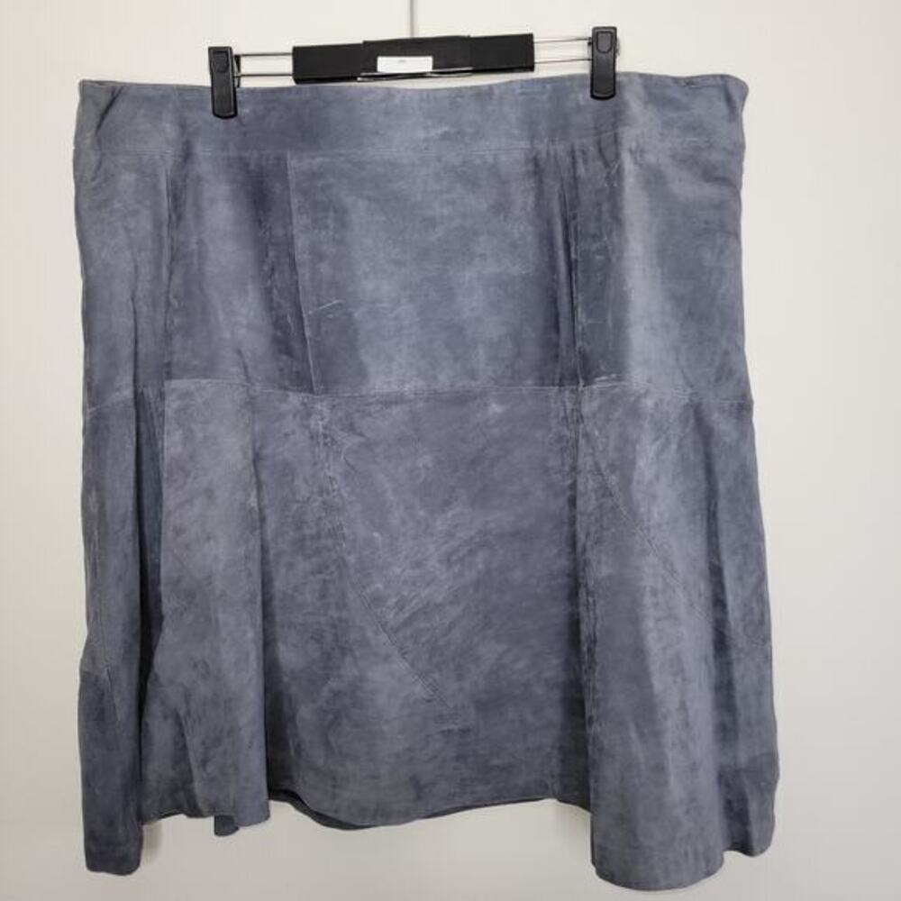 Hal Rubenstein Women Skirt Suede‎ 24W Blue Midi Western Lined